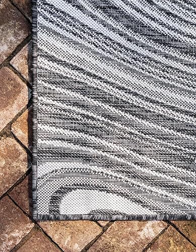 Miniatura 8 de Unique Loom colección moderna para exteriores - Alfombra de área para piscina (2 pies x 6 pies 1 pulgada, color carbóngris)