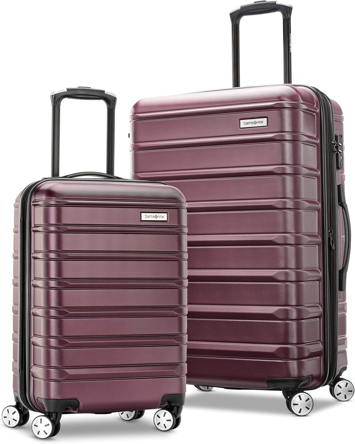 Samsonite Omni 2 Hardside 2 Piece Set - Includes Carry-On & Medium Checked Suitcases - 360° Dual Spinner Wheels - Integrated TSA Lock & Expansion - Amazon Exclusive - Nature Merlot