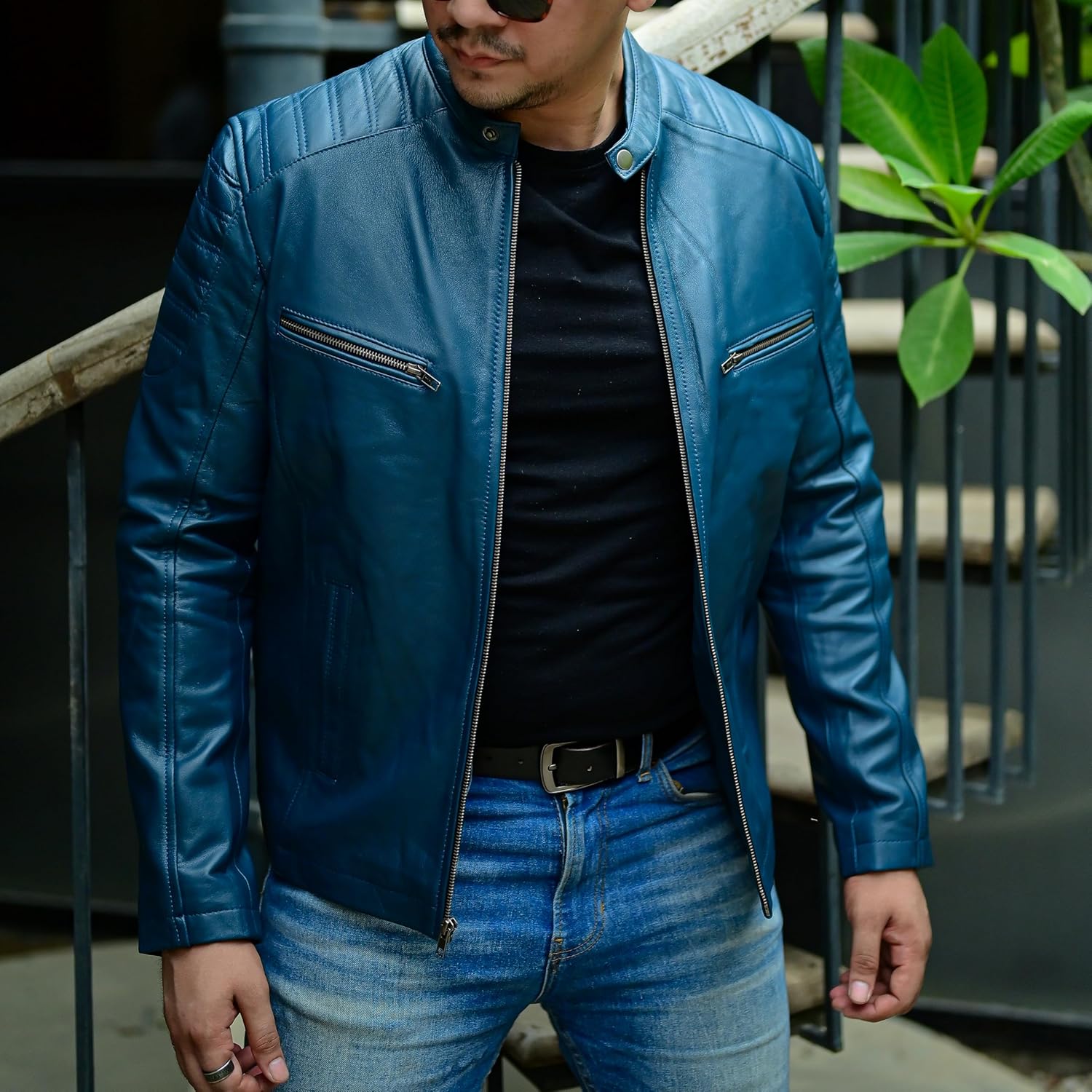 Jild Timeless Classic Leather Jacket Men - Biker Style Real Lambskin Café Racer Vintage Look Motorcycle Jackets for Men - Image 2