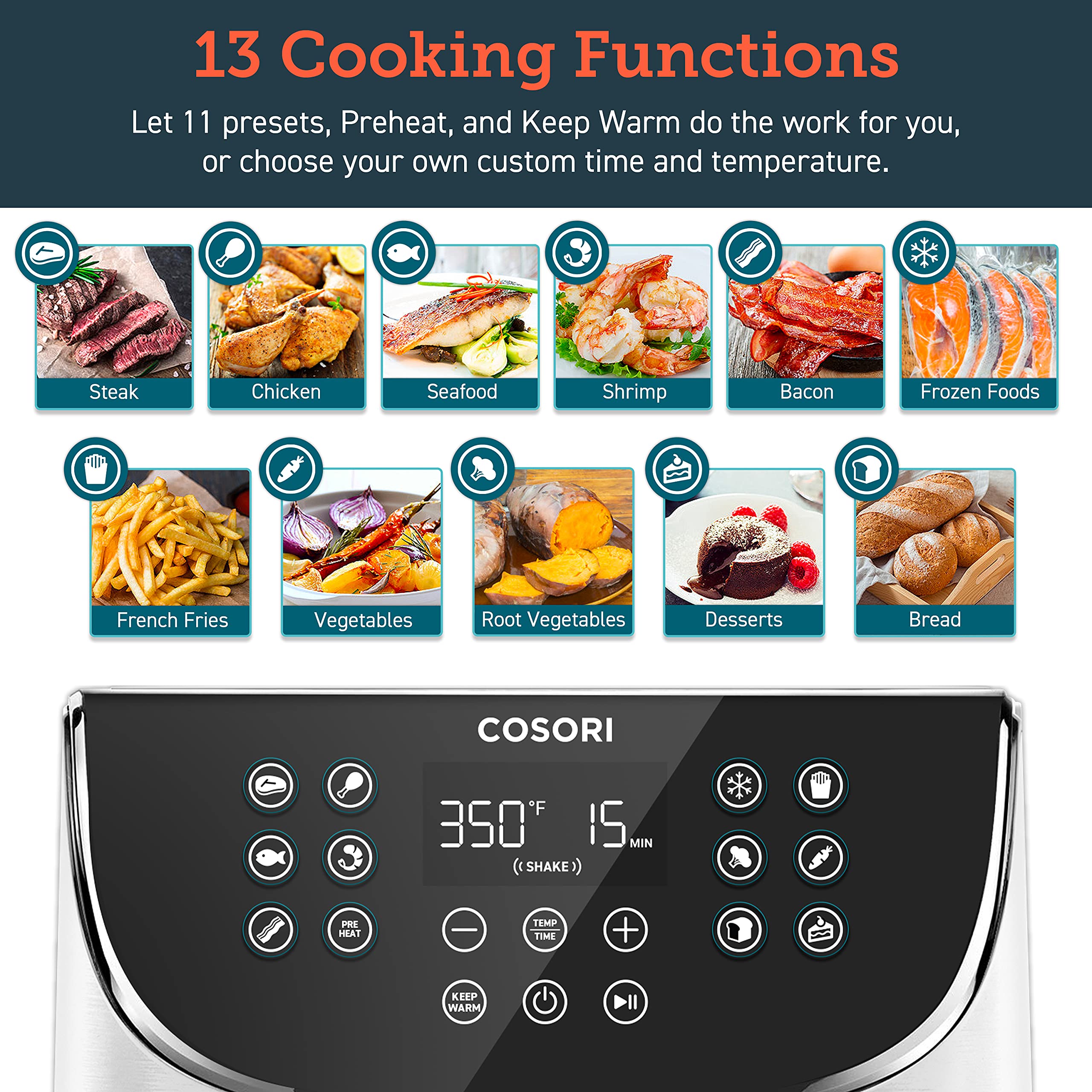 COSORI freidora de aire horno eléctrico para cocinar sin aceite : Hogar y  Cocina - Amazon.com
