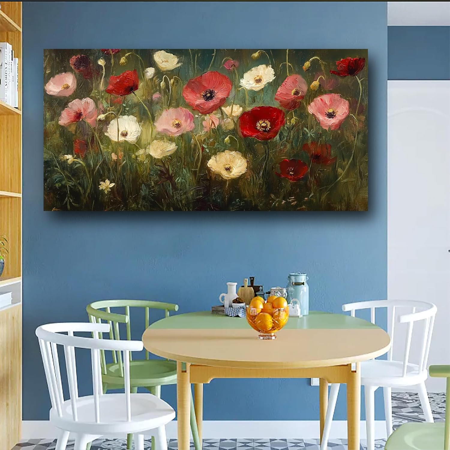 Abstract Wall Art Canvas Print Flower Painting Bathroom Decor Paintings Modern Style Living Room Bedroom Office Home Kitchen Decor Nature Landscape Artwork Wooden Frame 20x40 inches