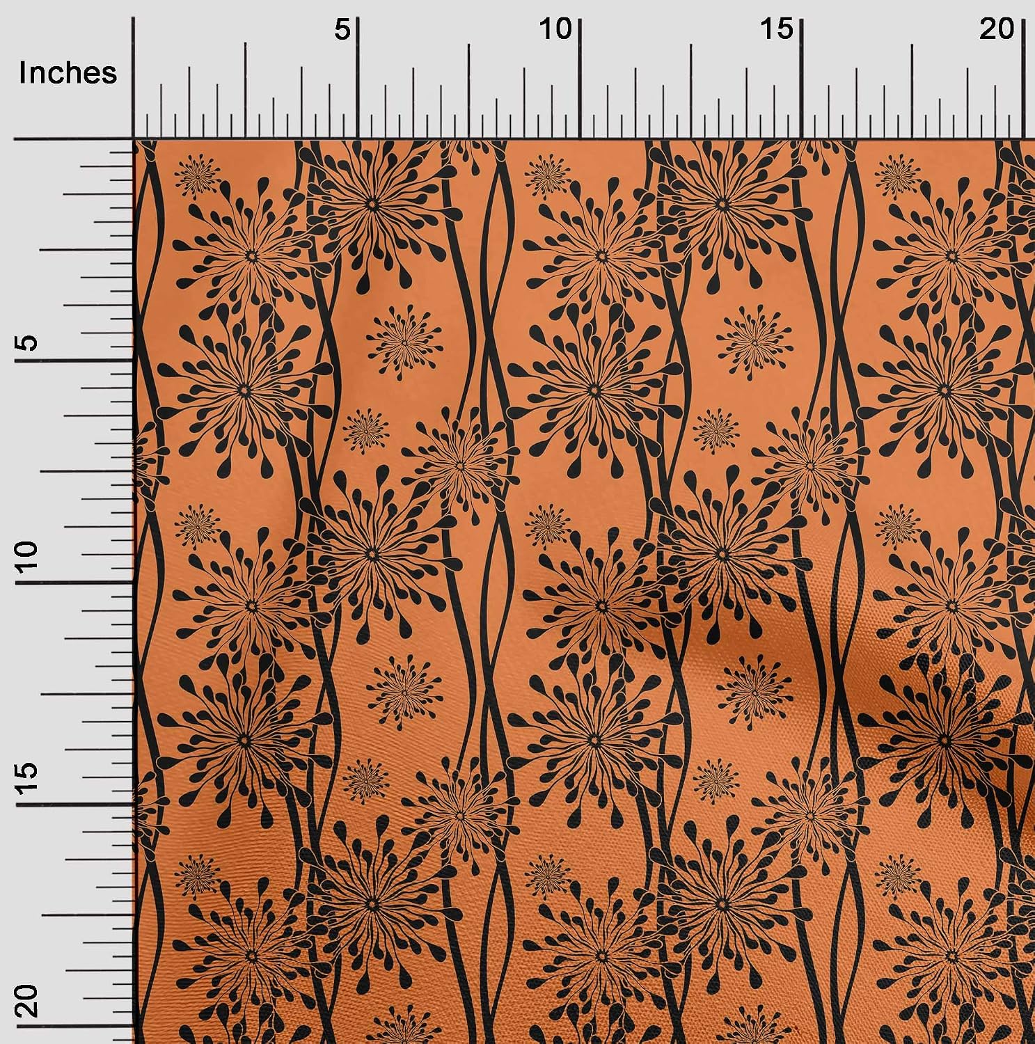 oneOone Polyester Spandex Orange Fabric Floral Silhouette Quilting Supplies Print Sewing Fabric by The Yard 56 Inch Wide