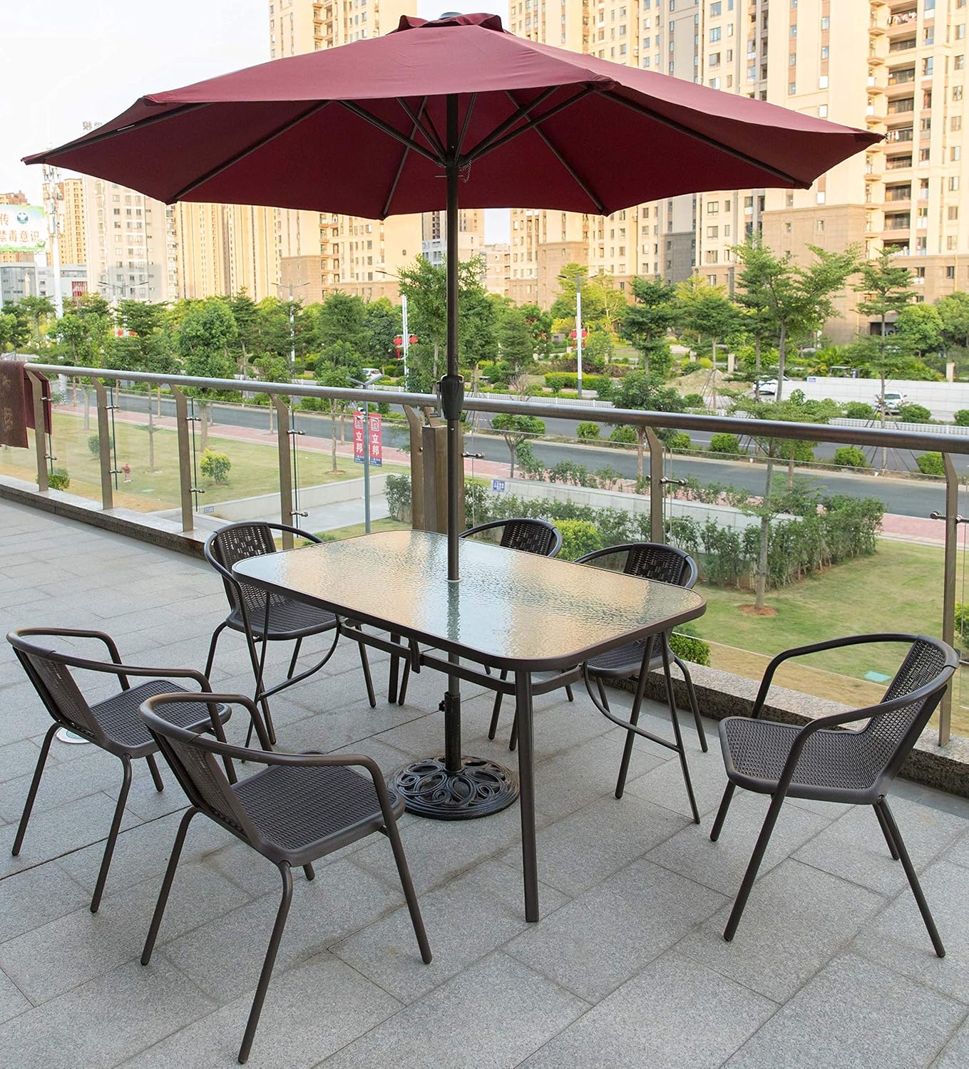 Gardenised Outdoor Patio Cast Iron Umbrella Base Holder Stand (24 lbs)