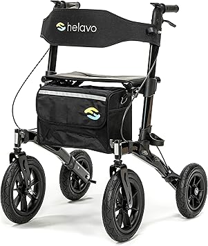 HELAVO Rollator mit Luftbereifung für Draußen - Faltbarer Aluminium ...
