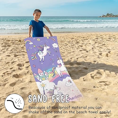 Miniatura 3 de Toalla de playa de microfibra personalizada con nombre para niños toalla de playa para viajes gimnasio camping piscina yoga al aire libre y picnic