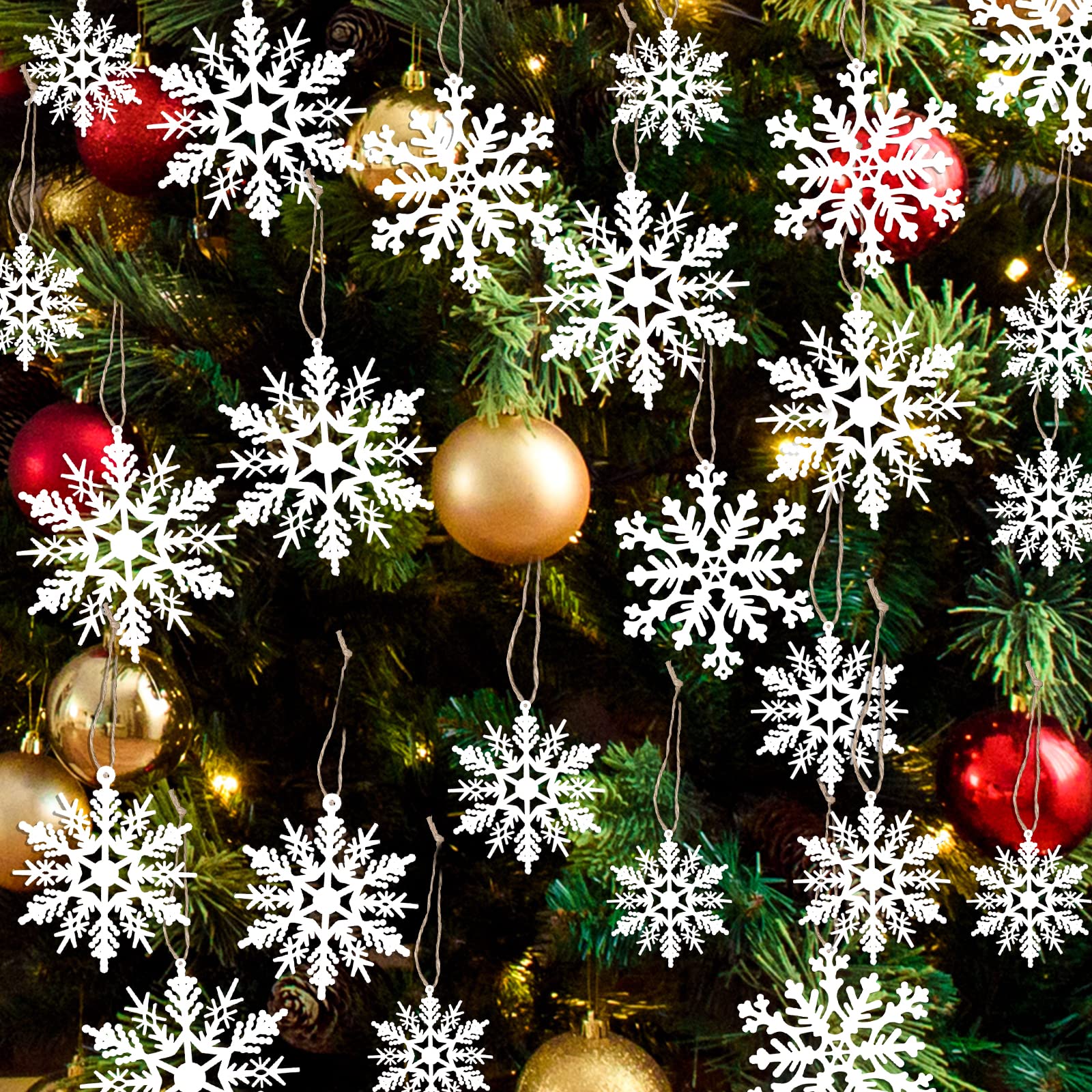 Amazon.co.jp: AIEX 36個 クリスマスツリースノーフレーク ホワイト