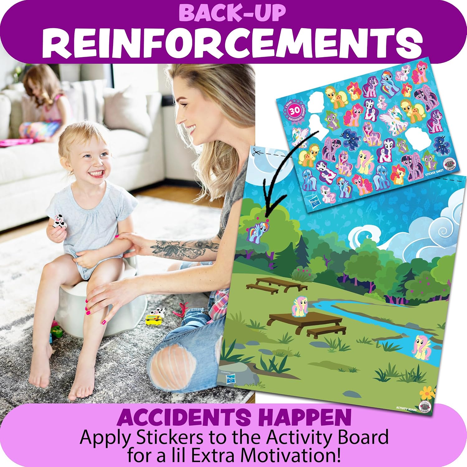LIL ADVENTS Potty TIME Adventures Toddler Potty Training Sticker Chart Advent Calendar for Toddler Blind Box, Potty Reward Chart 14 Wooden Stacking Block Toys, Activity Board, My Little Pony Toys