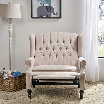 Christopher Knight Home Salome Push Back Recliner, Beige, Dark Brown