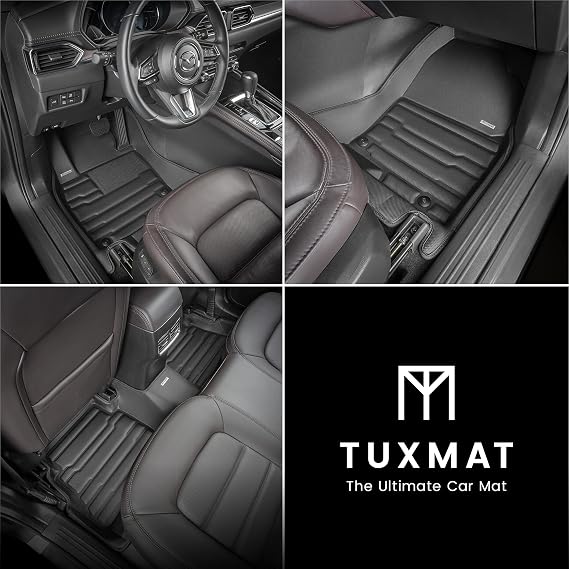 TuxMat - for Mazda CX-5 2017-2025 Models - Custom Car Mats - Maximum Coverage, All Weather, Laser Measured - This Full Set Includes 1st and 2nd Rows
