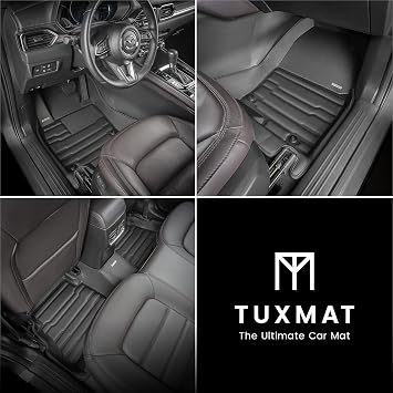 TuxMat - for Mazda CX-5 2017-2025 Models - Custom Car Mats - Maximum Coverage, All Weather, Laser Measured - This Full Set Includes 1st and 2nd Rows
