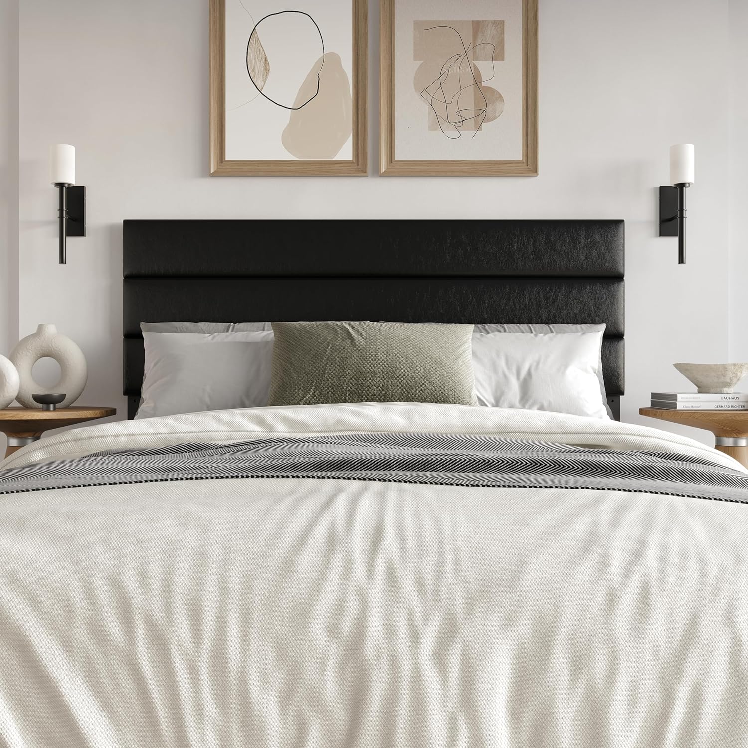 HOME DESIGN Scranton King Size Upholstered Headboard with Adjustable Height, Padded Fabric Design, Modern & Transitional Style, Silver