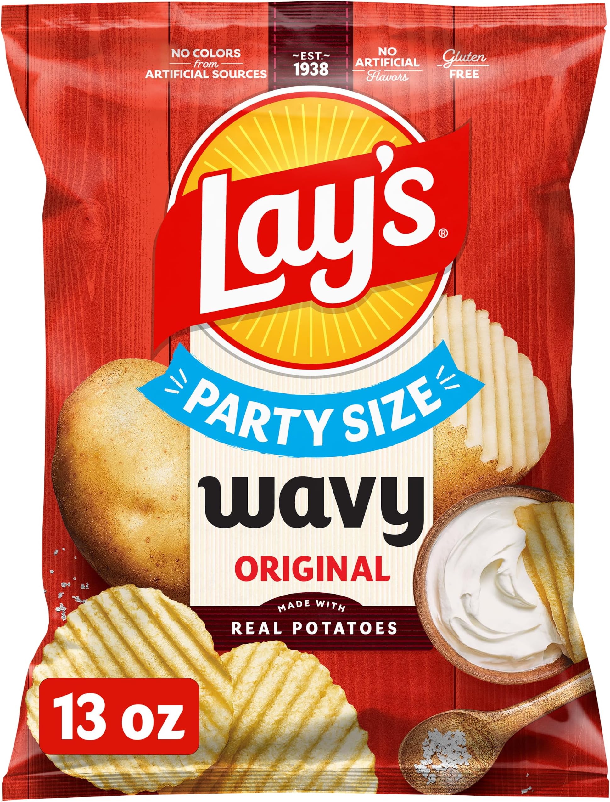 Potato Chips, Wavy, 13 Oz