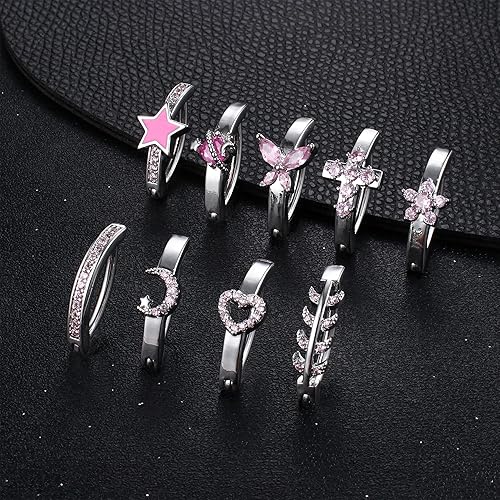 Miniatura 6 de Drperfect Piercing de ombligo de 14G para mujer, anillos de ombligo para mujer, anillos de ombligo con clicker, piercing de ombligo con circonita