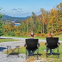 Vista 2 de Leonyo Paquete de 2 sillas de campamento para adultos, sillas de césped con mesa, sillas plegables resistentes para exteriores, sillas deportivas