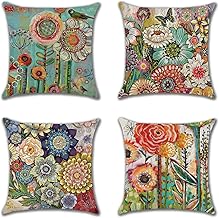 JOTOM Decorative Throw Pillow Covers Breathable Colorful Cushion Cases for Couch Car Home Bed Office Coffee Garden Outdoor 18x18 Inch 45x45cm Multi Flowers 18x18 Inch 45x45cm