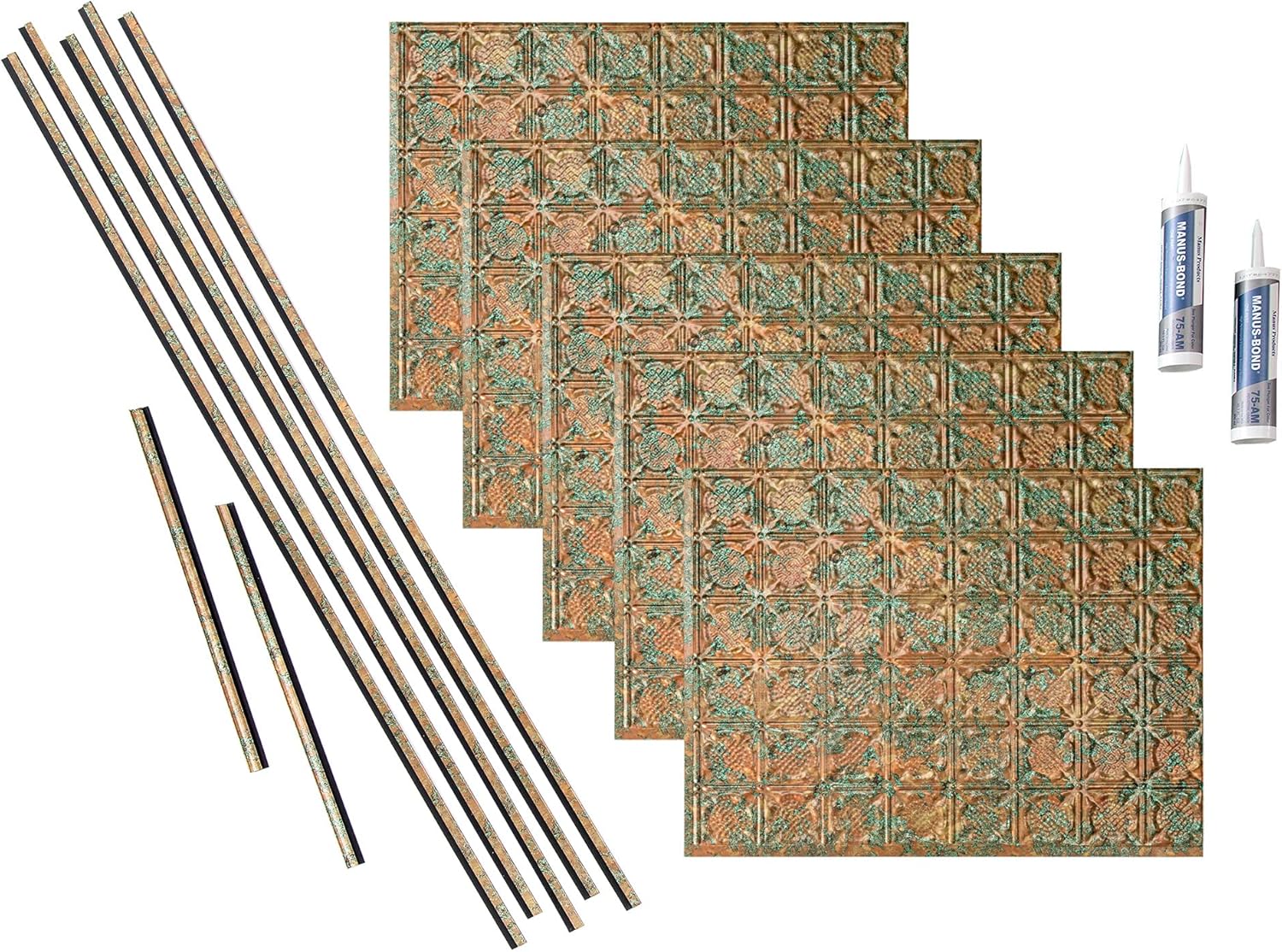 FASÄDE Traditional Style/Pattern 6 Decorative Vinyl Backsplash 15 sq ft Kit in Moonstone Copper