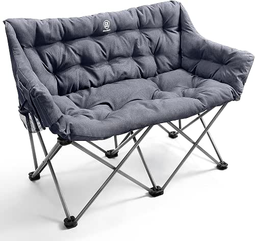 EVER ADVANCED Double Camping Chair for Adults, Padded Folding Camping