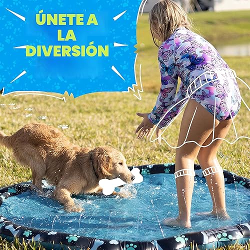 Miniatura 9 de SplashEZ Almohadilla de Salpicaduras Antideslizante para Niños y Perros, 69'' Almohadilla de Salpicaduras Extra Grande con Rociador para Niños