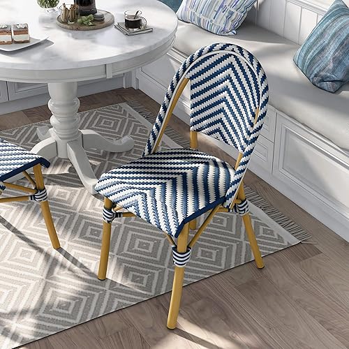 Miniatura 2 de 247 Shop at Home Analicia - Silla auxiliar francesa de aluminio y mimbre para todo tipo de clima, para cocina al aire libre, jardín, patio, junto a