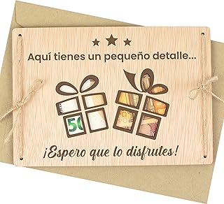 CONTRAXT Tarjeta de Madera para Regalar Dinero Forma Original y Creativa de Dar una Sorpresa Soporte para Dinero con Sobre para Cumpleaños y Aniversario