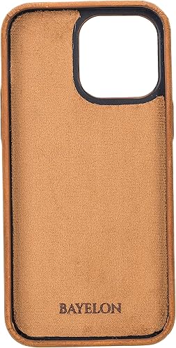 Miniatura 6 de Bayelon Funda de casco para iPhone 14 Pro - Funda delgada 360 de grano completo - Funda de cuero con función de atril (marrón antiguo)