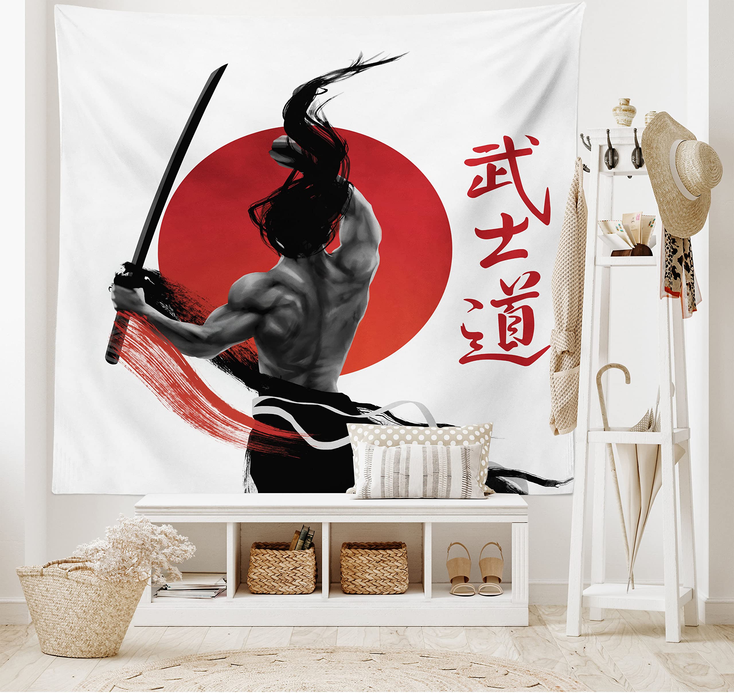 Amazon.com: Ambesonne Japanese Tapestry, Samurai at Practice 