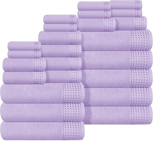 Vista 237 de GLAMBURG Juego de 6 toallas de 100% algodón ultra suave, contiene 2 toallas de baño de 28 x 55 pulgadas, 2 toallas de mano de 16 x 24 pulgadas y 2