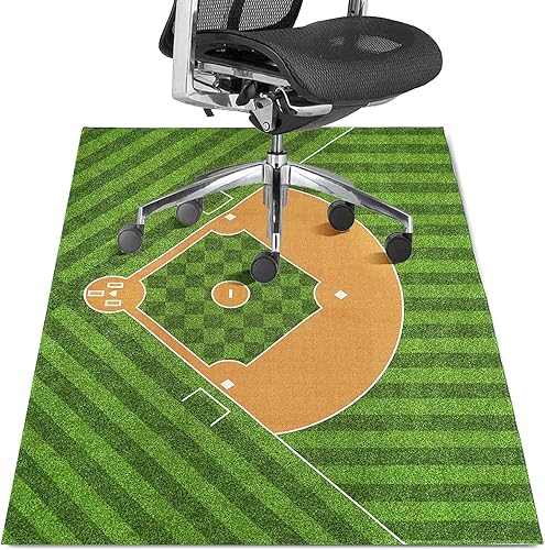Gaming Chair Mat for Hardwood Floor 36"X 48" Office Rugs for Baseball Game Rolling Mats for Chair Gamer Computer Desk Chair Non-Slip Protector Mats