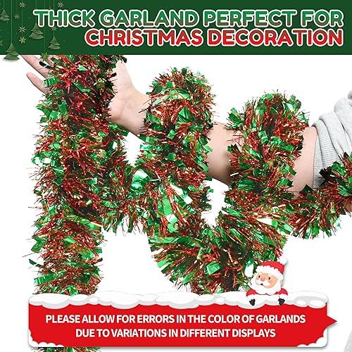 Miniatura 3 de Guirnalda de oropel de Navidad de 70 pies, guirnalda metálica de oropel con purpurina, decoración colgante para árbol de Navidad, fiesta de Año