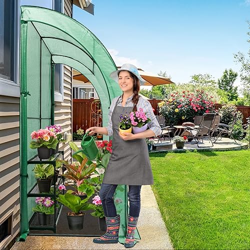 EAGLE PEAK Invernadero portátil tipo cobertizo de 3 niveles, resistente para jardín interior y exterior con estantes de alambre, 2 puertas
