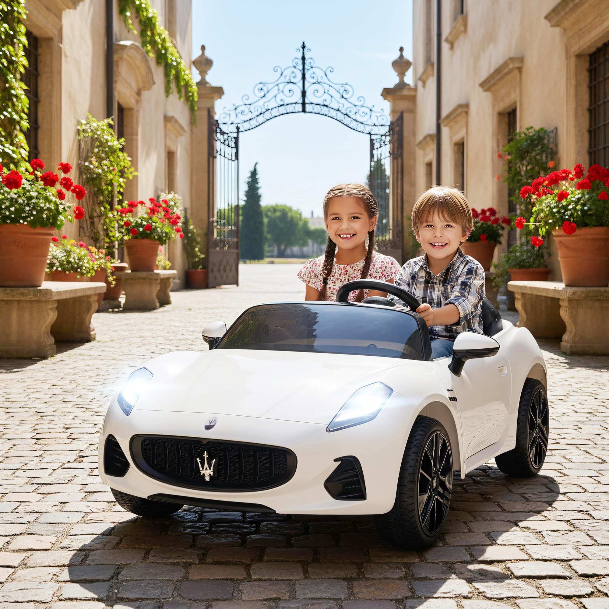 AIYAPLAY Dziecięce auto elektryczne Maserati 12V 2-osobowy Biały