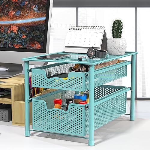 Miniatura 9 de Simple Houseware - Cajón organizador apilable de 3 niveles, turquesa