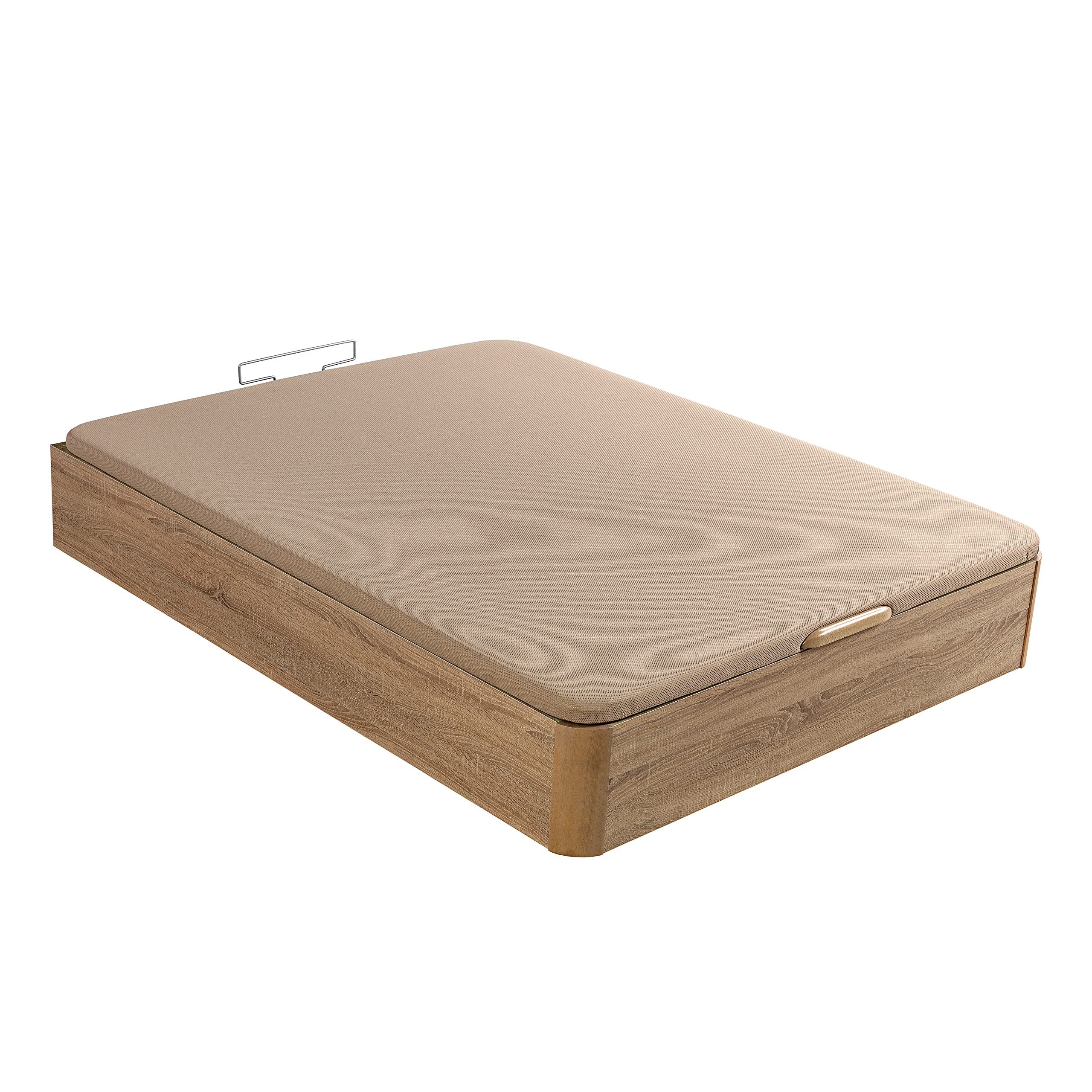 What The Sleep | Canapé Abatible de Madera Gran Capacidad | 135x190 | Montaje y Retirada Usado Incluido | Natural | 32 cm | Apto Todos Colchones | Esquinas Delanteras Redondeadas | Storage Bed