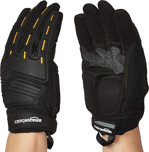 Amazon Basics Premium Impact Gloves - Black, Extra Large