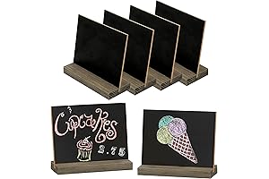 MyGift Chalkboard Signs with Rustic Brown Wood Base
