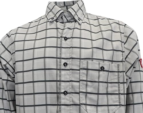 Miniatura 6 de TICOMELA Camisa FR para hombre, camisas resistentes al fuego, 6.5 onzas, ligeras, a cuadros, para hombre, camisas ignífugas