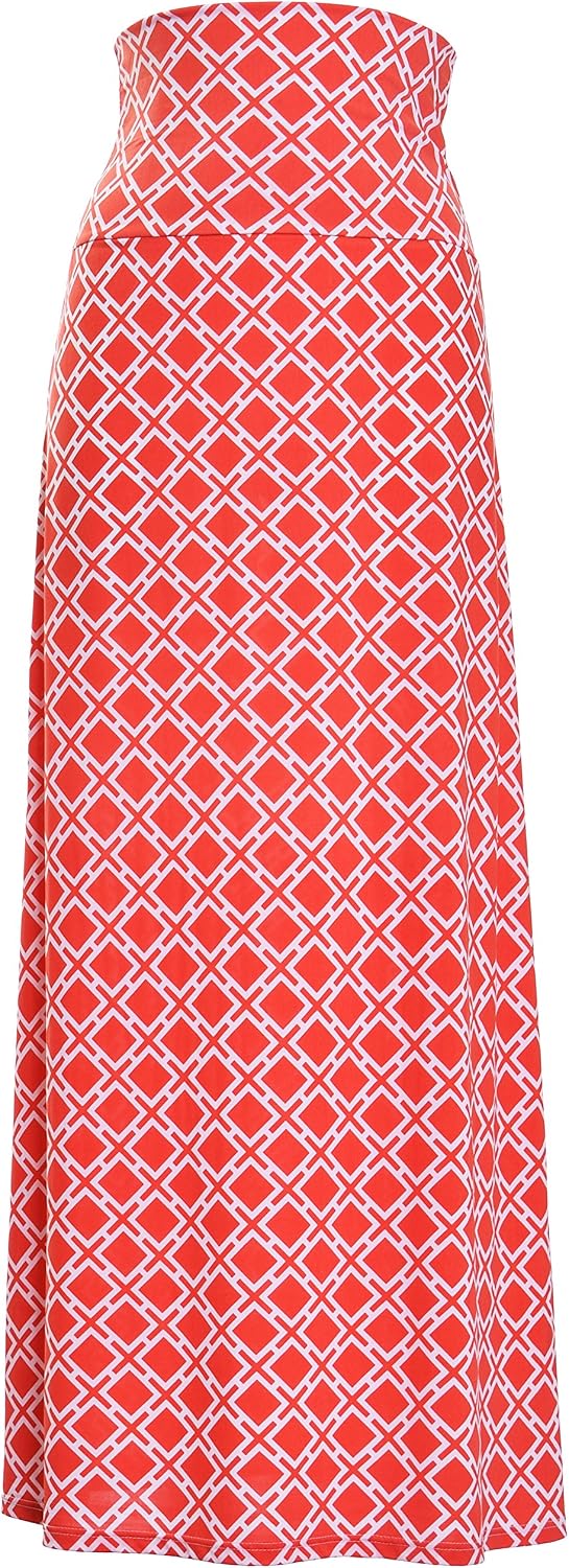 VIV Collection Women's Printed Full Maxi Skirt