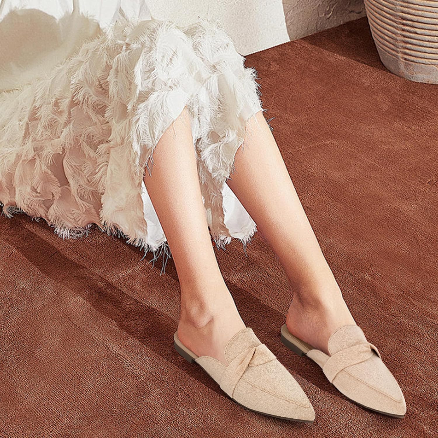 Decould sylf Mules for Women 2026: Pointed Toe Slingback Flats Shoes Casual Bowknot Slide Loafers for Office Walking - Image 2