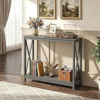 Vista 11 de ZENY Mesa consola, mesa de entrada, mesa de sofá estrecha con estantes de 2 niveles, mesa de entrada para sala de estar, entrada, pasillo, vestíbulo