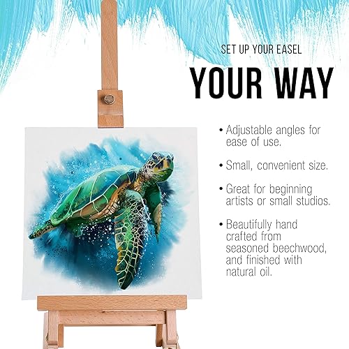 Miniatura 4 de U.S. Art Supply - Caballete de estudio con marco en H de madera de haya ajustable, con capacidad para hasta 16.0 in, soporte de mesa portátil