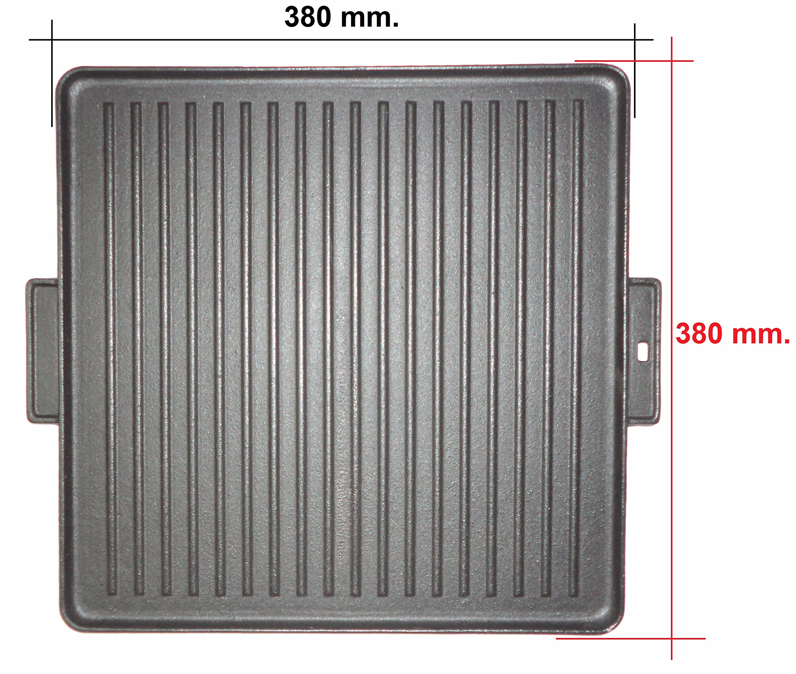 Franza Piastra in ghisa professionale reversibile carne pesce smaltata vetrificata per alimenti 380 x 380 mm. - Y8051
