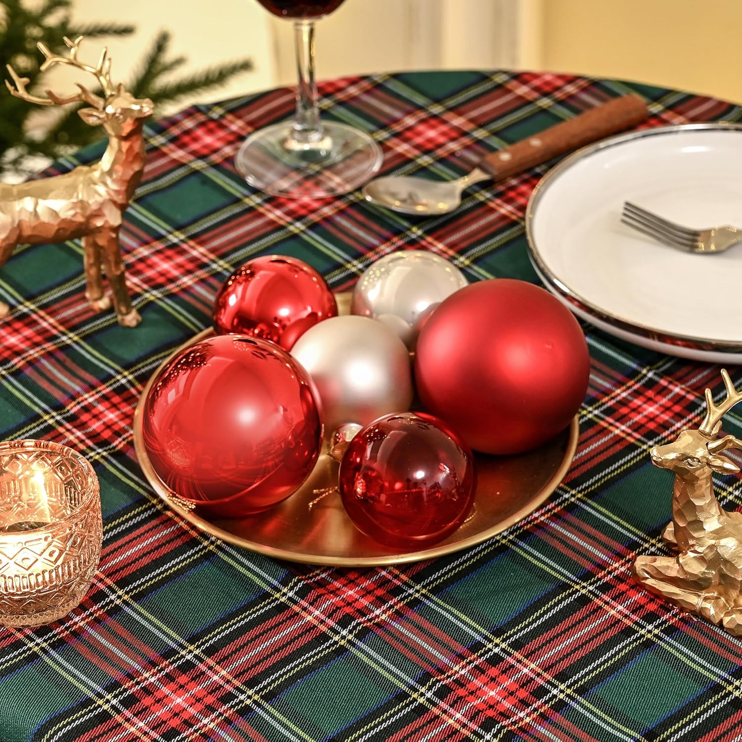 AOMOONOA Red Glass Christmas Ball Ornaments, 2.36” Christmas Hanging Ornaments Set of 12 Xmas Baubles for Holiday Party Xmas Tree Decorations Gifts