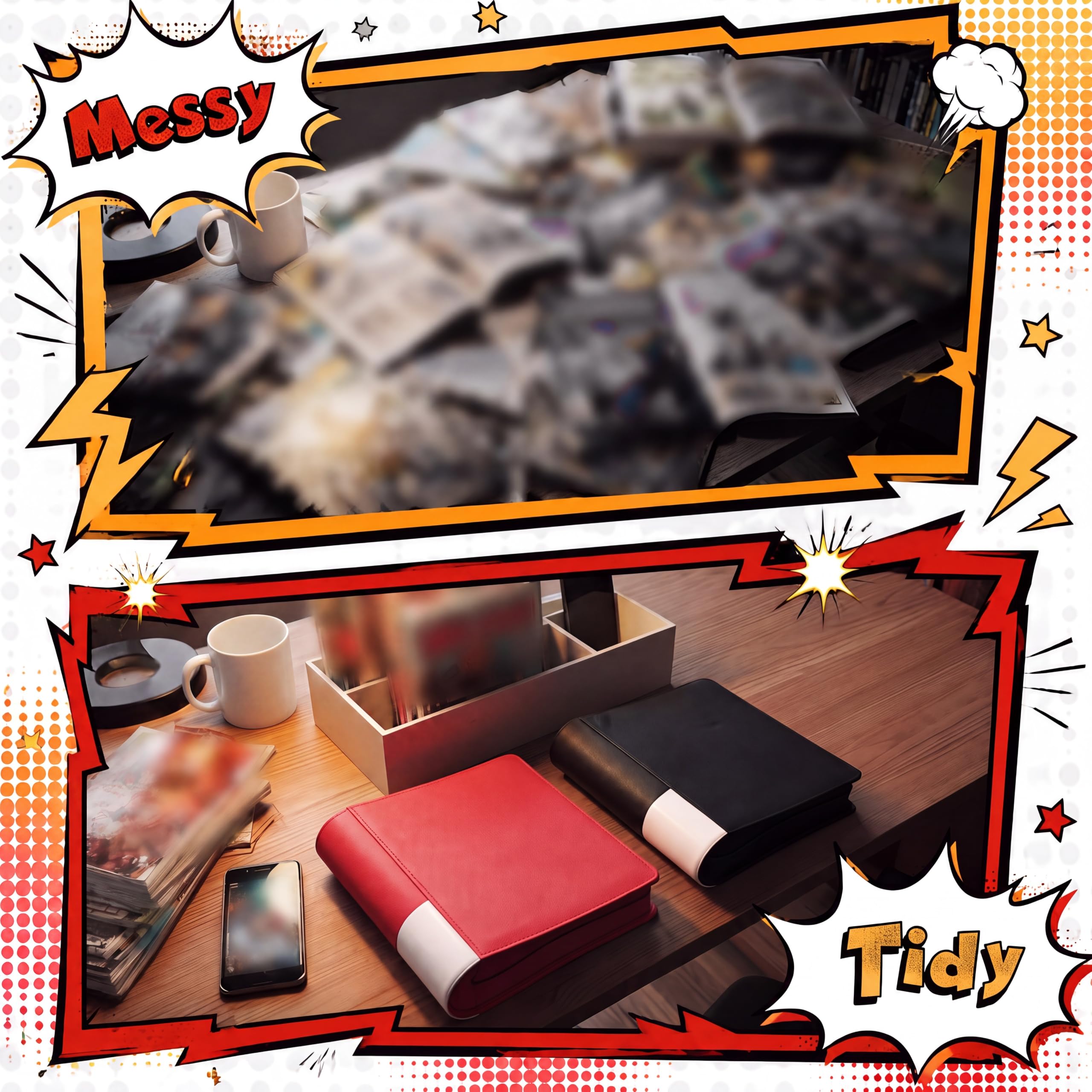 Zhehao Paquete de 2 carpetas de cómics, álbum de almacenamiento de piel sintética con 20 fundas de doble cara, capacidad para hasta cómics, organizador protector de exhibición y regalo para