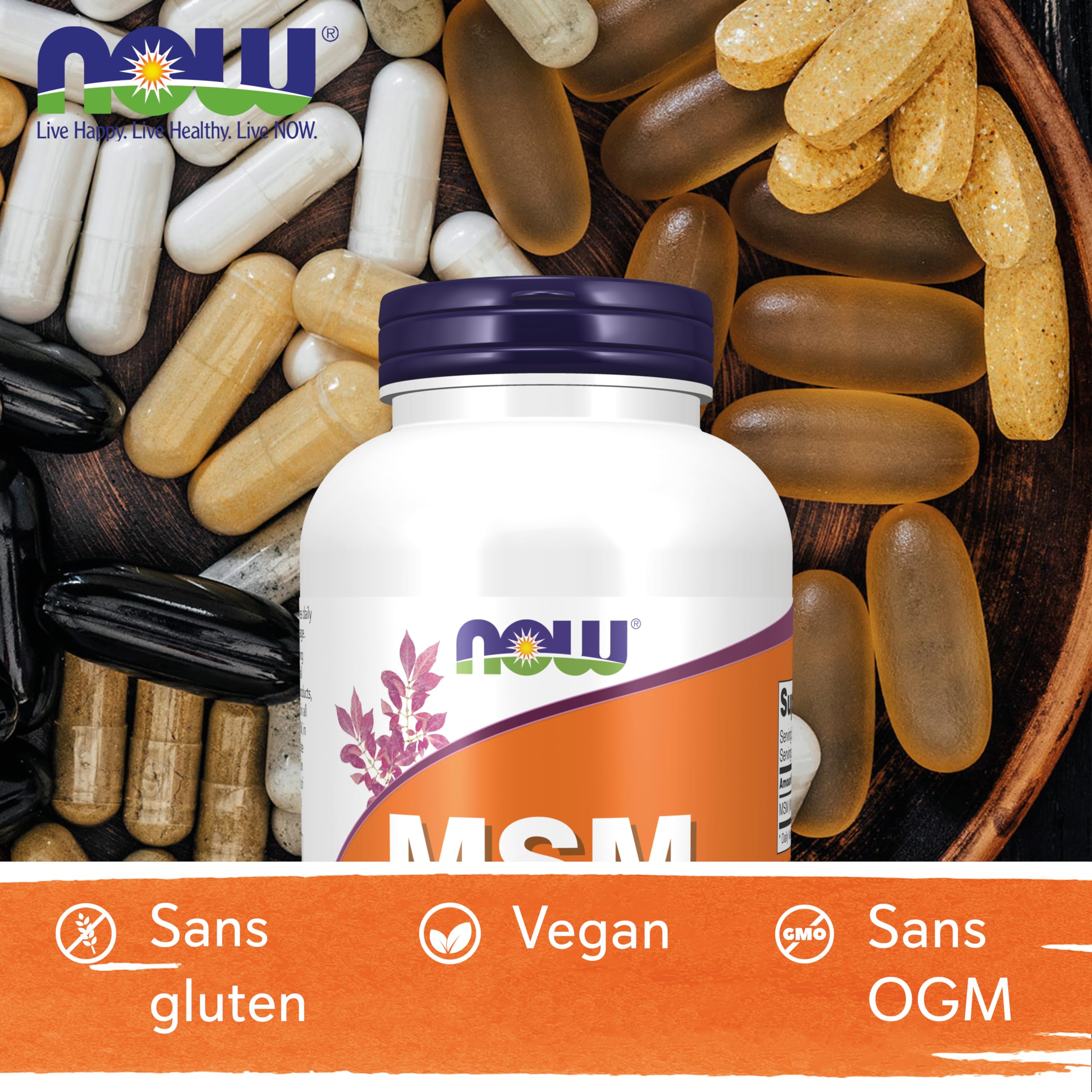 Now Foods, MSM, 1.000 mg, 240 Gélules végétaliennes, Testé en Laboratoire, Soufre, Sans Gluten, Sans Soja, Végétarien