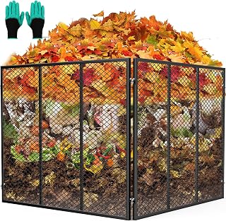 TOPXIAN 172 Gallon Large Metal Compost Bin - Rust-Proof Wire Mesh Outdoor Composter, Easy Assembly 37x37x30 for Garden Yard Waste