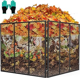 Large Compost Bin, 172 Gallon Metal Wire Mesh Composter for Outdoor, Waterproof Composting Bin with Rust-Proof Coating, Easy Assembly Compost Bin for Garden, Yard, Kitchen Waste, Leaves, 37x37x30 in