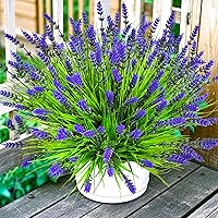 TSTWETO 22 Pcs UV Resistant Artificial Lavender Flowers Outdoor - Fake Plants for Porch Garden Planter Yard Window Box
