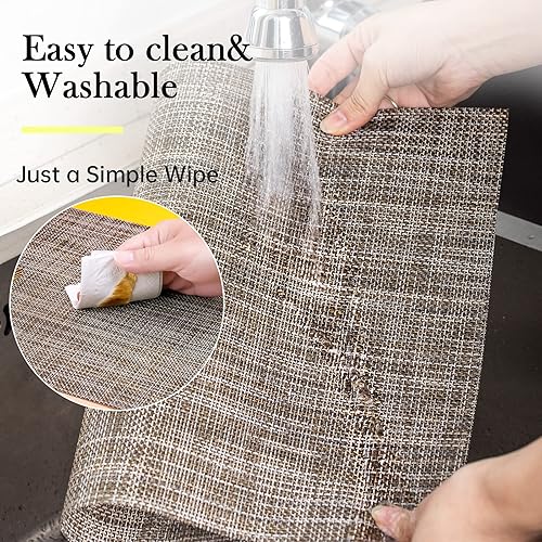 Miniatura 3 de Juego de 8 manteles individuales de vinilo lavables para interiores y exteriores, para mesa de comedor, tejido de PVC (azul marino)