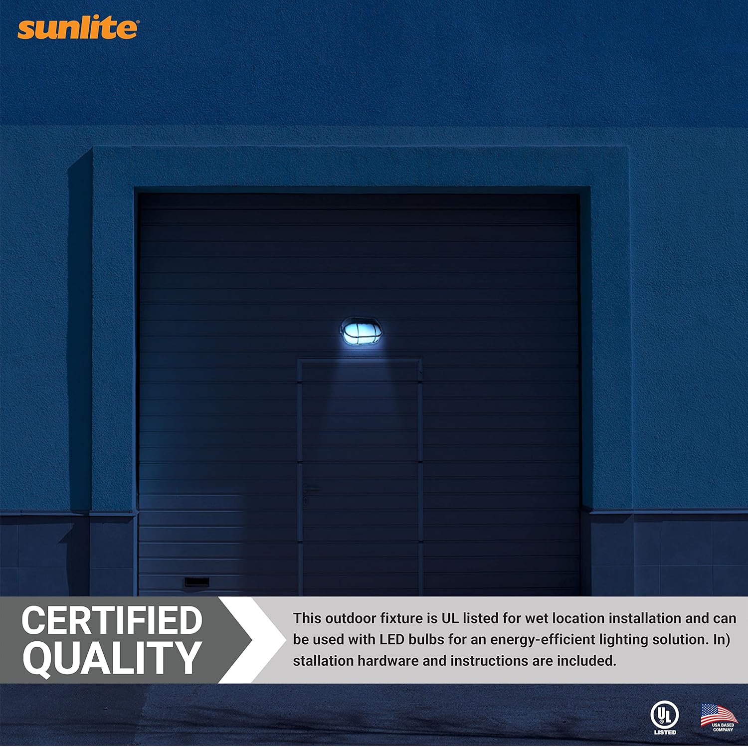 Sunlite 47020 Oval Wall Mount Outdoor Fixture, 60 Watts Max, 120 Volts, Outdoor, UL Listed, Black, for Carport, Commercial & Garage