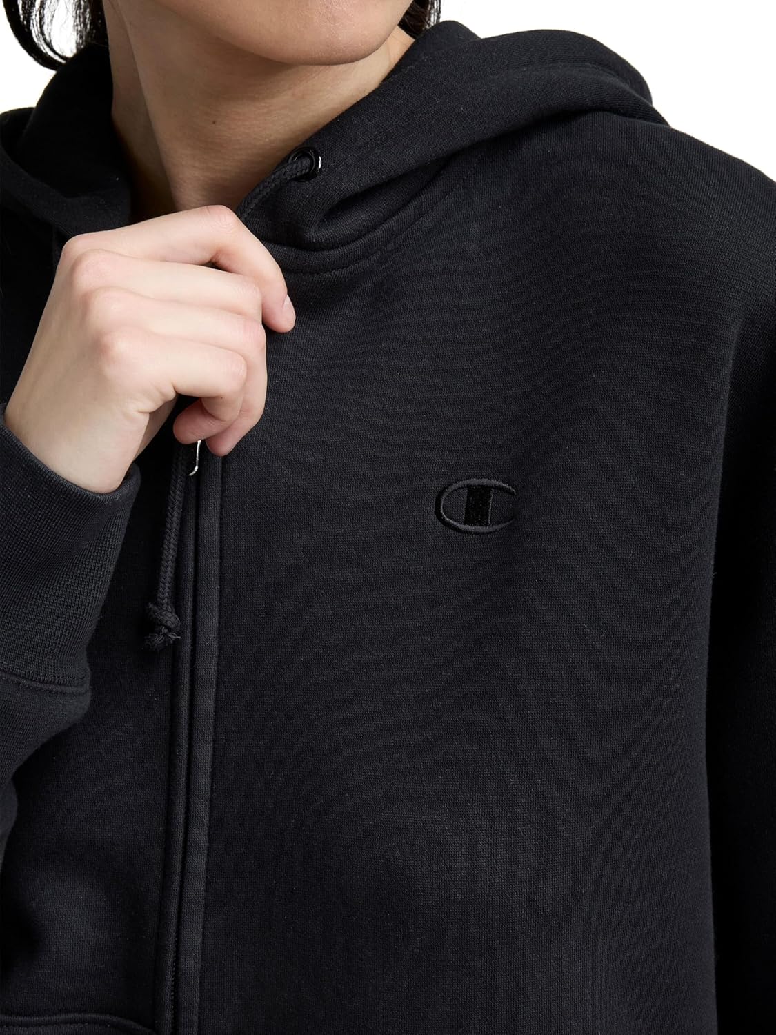 Champion Women's Full Zip Fleece Hoodie, Loose Fit, Midweight, C Logo, Available in Regular and Plus